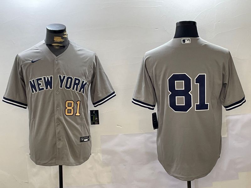 Men New York Yankees #81 No Name Grey Game 2024 Nike MLB Jersey style 10273